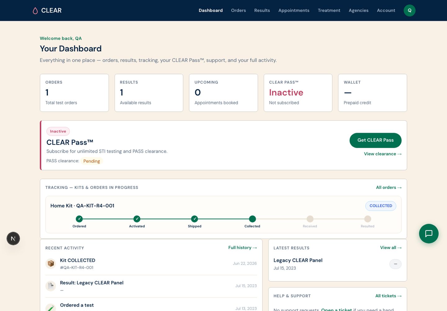Lab Services — main screen