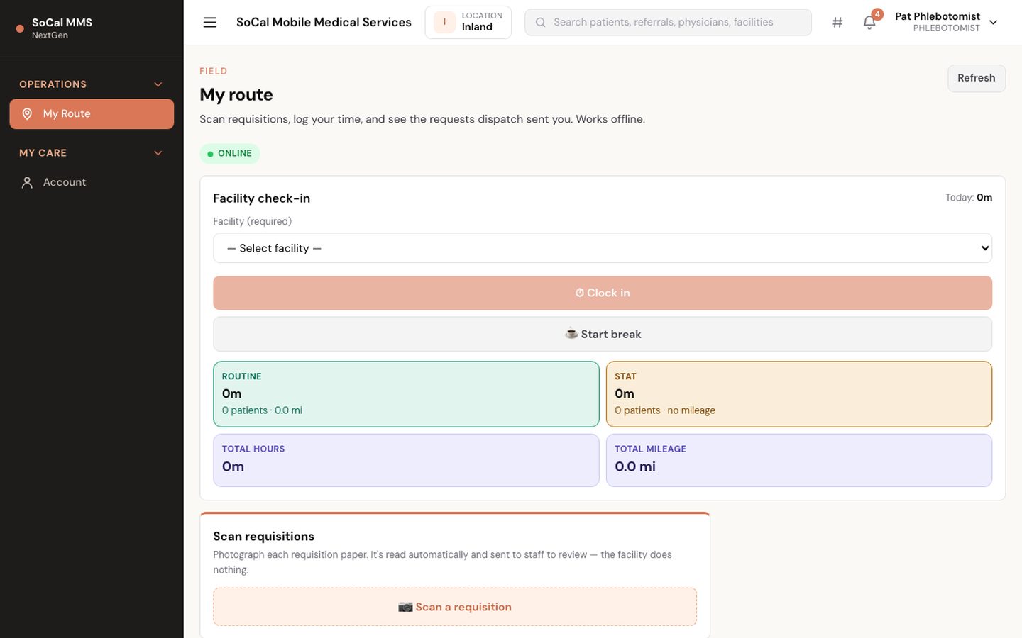 Field app — my route